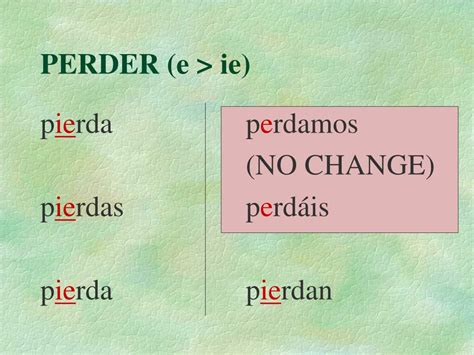 perder subjunctive|tu perder stem change.